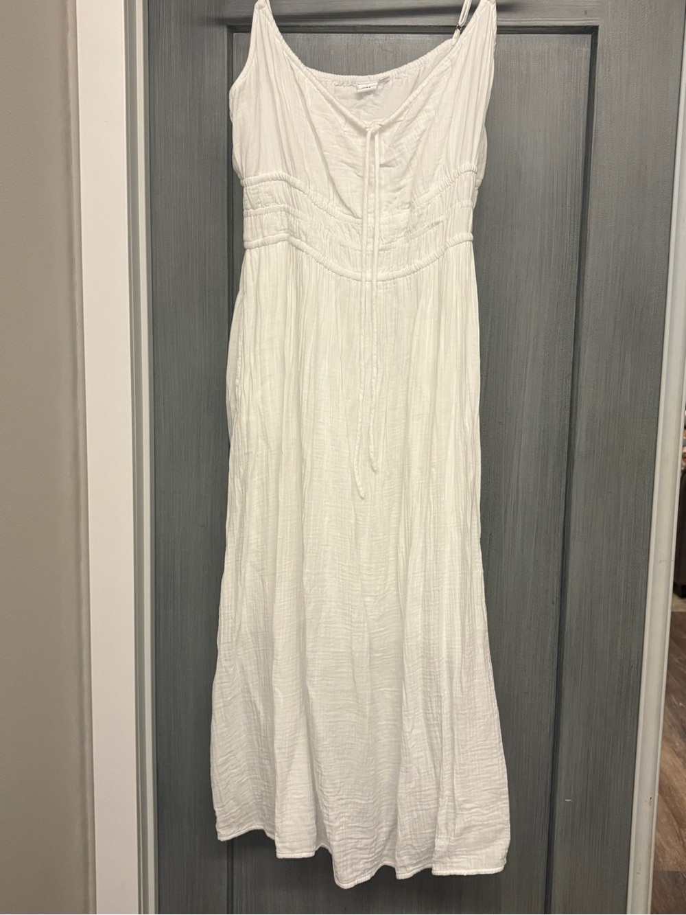 GAP White Maxi Dress with Smocked Waist